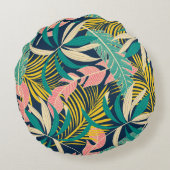 Summer abstract seamless pattern with colorful tro ラウンドクッション (裏面)