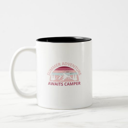 Summer Adventure Awaits Camper-Adventure-Camper ツートーンマグカップ (左)