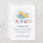 Summer Adventure Sea Airplane Baby Shower サンキューカード (正面)