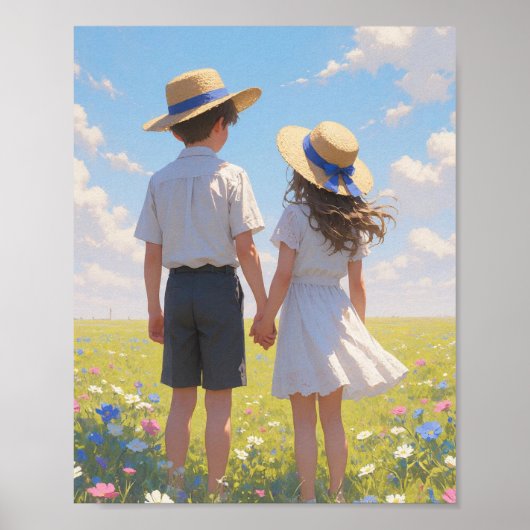 Summer Aesthetic Wall Art | Boy & Girl ポスター (正面)