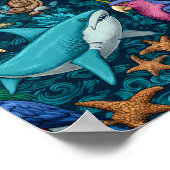 Summer Animals Beach Pattern Poster Gift ポスター (角)