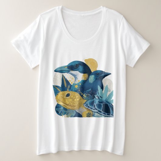 Summer Animals Beach T-Shirt Gift プラスサイズTシャツ (デザイン正面)