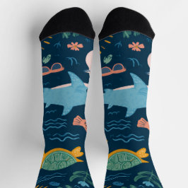 Summer Animals Crew Socks Gift ソックス