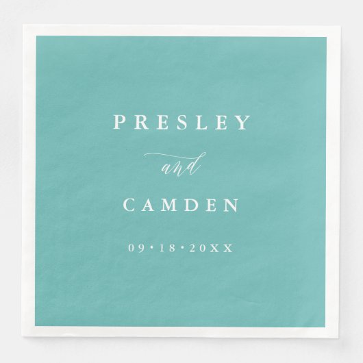 Summer Aqua Paper Dinner Napkins Wedding Decor (正面)