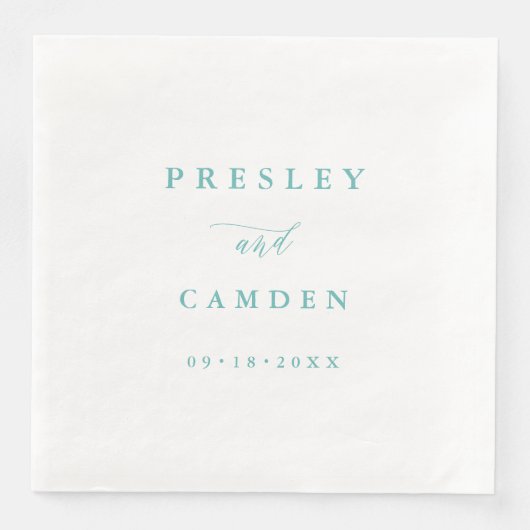 Summer Aqua Paper Dinner Napkins Wedding Decor (正面)