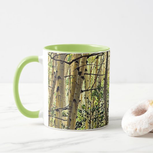 Summer Aspen Tree Woodland Violet Green Coffee マグカップ (ドーナツ)