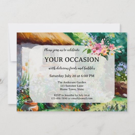 Summer Backyard Garden Cottage 招待状 (正面)