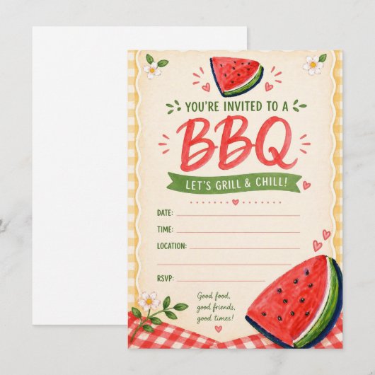 Summer BBQ 招待状 (正面/裏面)