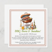 Summer BBQ & Beer Party Invitation – Backyard Cook シーズンカード (正面/裏面)