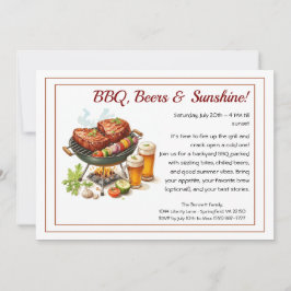 Summer BBQ & Beer Party Invitation – Backyard Cook 招待状