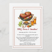 Summer BBQ & Beer Party Invitation – Backyard Cook 招待状 (正面/裏面)