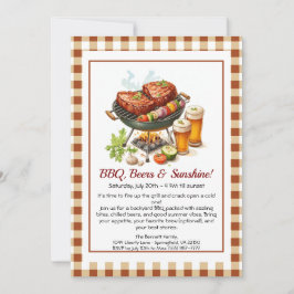 Summer BBQ & Beer Party Invitation – Backyard Cook 招待状
