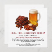 Summer BBQ Birthday Invitation with Beer Backyard  シーズンカード (正面/裏面)