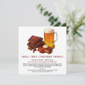 Summer BBQ Birthday Invitation with Beer Backyard  シーズンカード (スタンド正面)