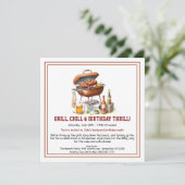 Summer BBQ Birthday Invitation with Beer Backyard  シーズンカード (スタンド正面)