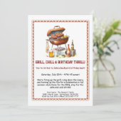 Summer BBQ Birthday Invitation with Beer Backyard  招待状 (スタンド正面)