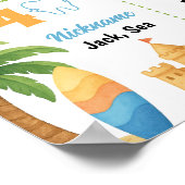 Summer Beach 1st Birthday Party Photo Milestone ポスター (角)