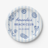 Summer Beach Adult Birthday Party ペーパープレート (正面)