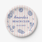 Summer Beach Adult Birthday Party ペーパープレート (正面)