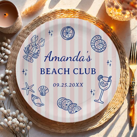Summer Beach Adult Birthday Party ペーパープレート