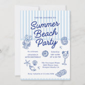 Summer Beach Adult Birthday Party 招待状 (正面)