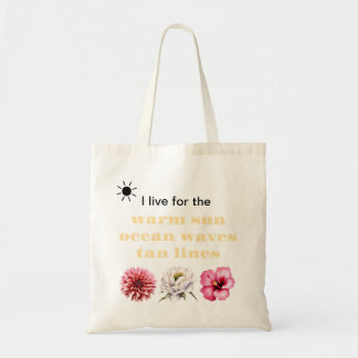 Summer Beach Bag with Flowers and Sun トートバッグ