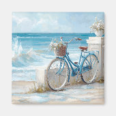 Summer Beach Bike Ocean Kitchen Magnet マグネット (正面)