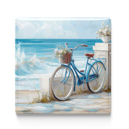 Summer Beach Bike Ocean Kitchen Magnet マグネット