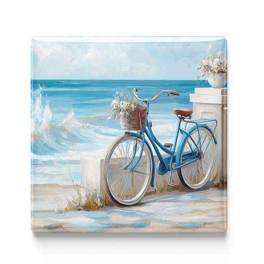 Summer Beach Bike Ocean Kitchen Magnet マグネット