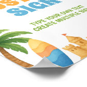 Summer Beach Birthday Party Table Sign ポスター (角)