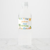 Summer Beach Birthday Party Water Bottle Label ペットボトルラベル (正面)