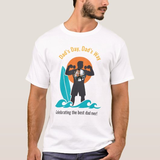 Summer Beach Body Dad Photo Silhouette Graphic Tシャツ (正面)