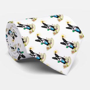 Summer Beach Boston Terrier (black) - Cute Dog ネクタイ