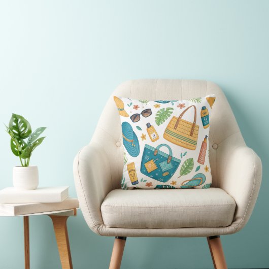 Summer Beach Essentials Pattern (1) クッション (椅子)