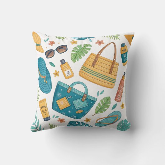 Summer Beach Essentials Pattern (1) クッション (裏面)