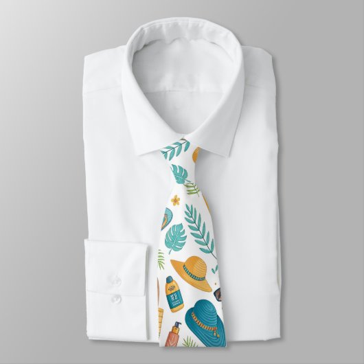 Summer Beach Essentials Pattern (1) ネクタイ (タイ)