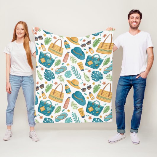 Summer Beach Essentials Pattern (1) フリースブランケット (インサイチュ)
