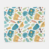 Summer Beach Essentials Pattern (1) フリースブランケット (正面(横))