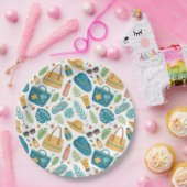 Summer Beach Essentials Pattern (1) ペーパープレート (パーティー)
