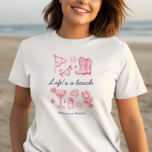 Summer Beach Life Blue Pink Favorites Birthday Tシャツ