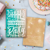 Summer Beach Ocean Shh Surprise Birthday Party 招待状