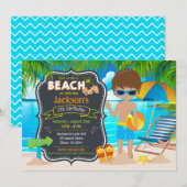 Summer Beach Party Tropical Boy Birthday 招待状 (正面/裏面)