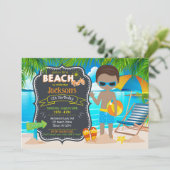 Summer Beach Party Tropical Boy Birthday 招待状 (スタンド正面)