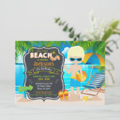 Summer Beach Party Tropical Boy Birthday 招待状 (スタンド正面)