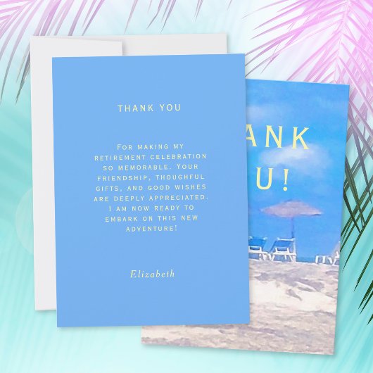 Summer Beach Retirement Party Thank You Card
