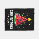 Summer Beach Vacation Christmas In July Watermelon フリースブランケット (正面(横))