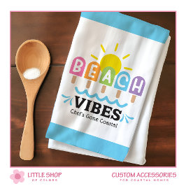 Summer Beach Vibes Customizable キッチンタオル