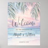 Summer Beach Wedding Welcome Sign ポスター (正面)