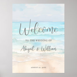 Summer Beach Wedding Welcome Sign ポスター