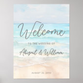Summer Beach Wedding Welcome Sign ポスター (正面)